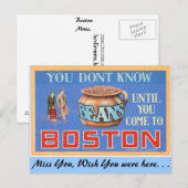 Du kennst Bohnen nicht, bis du nach Boston kommst Postkarte (Vorne/Hinten)