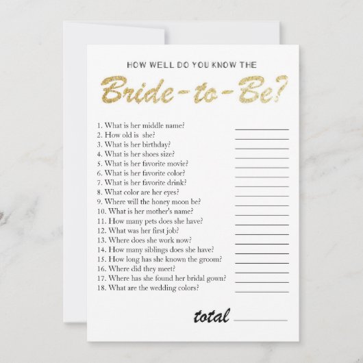 Du kennst das Brautparty-Gold der Braut Einladung (Vorderseite)