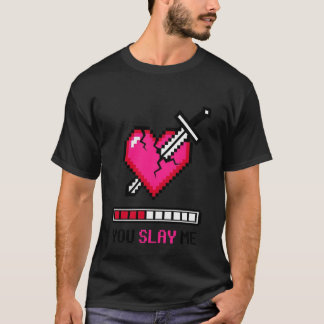 Du killst mich Gamer Valentinstag 8-Bit Pixel Art T-Shirt
