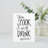 "Du kochst, ich trinke Wein" Postkarte (Stehend Vorderseite)