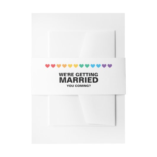 Du kommst auf Rainbow Gay Wedding Einladungsbanderole (Vorderseite Beispiel)