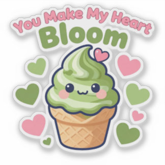 Du lässt mein Herz erblühen süße Kawaii Matcha Aufkleber