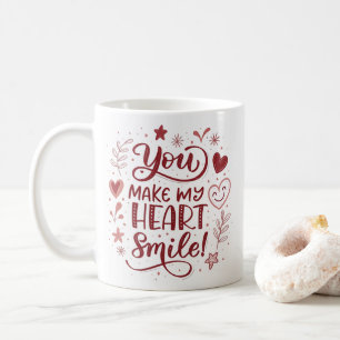 Du lässt mein Herz lächeln Valentinstag-Typografie Kaffeetasse