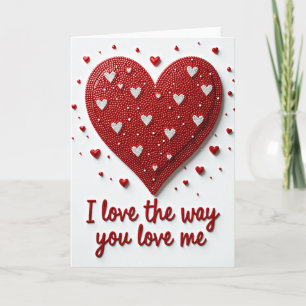 Du liebst mich Beaded Heart Karte