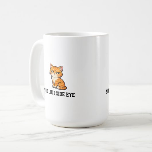 Du lügst, ich schiele Grumpy Orange Tabby Katze Kaffeetasse (Vorderseite Links)