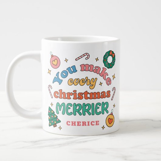 Du machst jeden Weihnachts-Merrier | Niedliche Ret Jumbo-Tasse (Links)