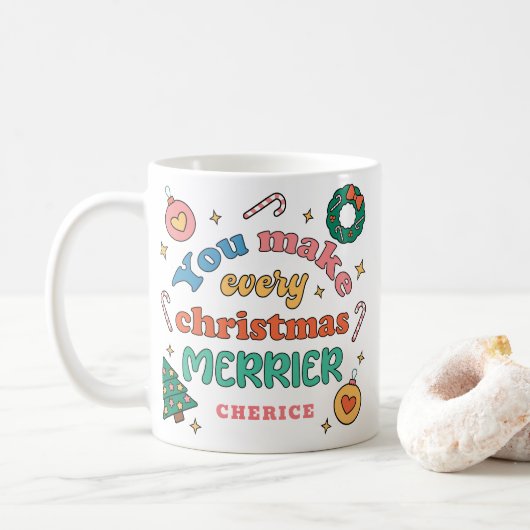 Du machst jeden Weihnachts-Merrier | Niedliche Ret Kaffeetasse (Mit Donut)