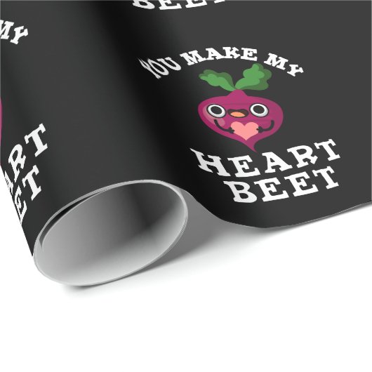 Du machst mein Herz Beet Funny Veggie Pun Dark BG Geschenkpapier (Rolleneckpunkt)