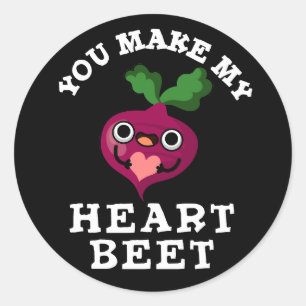 Du machst mein Herz Beet Funny Veggie Pun Dark BG Runder Aufkleber