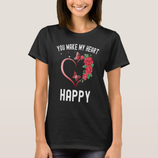 Du machst mein Herz glücklich Herz Schmetterling V T-Shirt