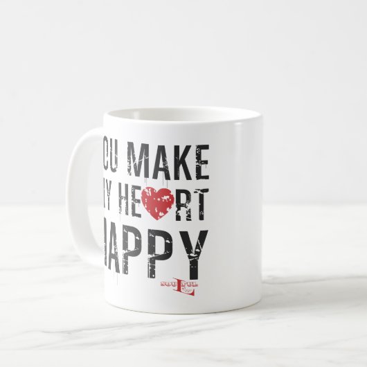 Du machst mein Herz glücklich Kaffeetasse (Vorderseite Links)