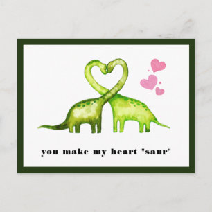 Du machst mein Herz "saur" Niedlich Dinosaurier Postkarte