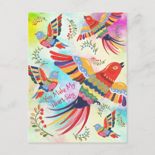 Du machst meine herzsängende Folklorekunst Gefärbt Postkarte (Vorderseite)