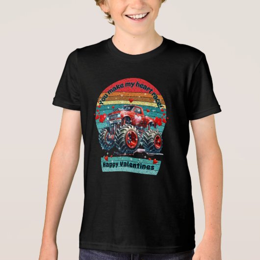 Du machst meinen Herz-Rennen Red Monster Truck Tri-Blend Shirt (Vorderseite)
