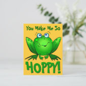 Du machst mich so hoppiger Niedlicher Cartoon Fros Postkarte (Stehend Vorderseite)