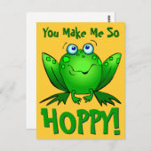 Du machst mich so hoppiger Niedlicher Cartoon Fros Postkarte (Vorne/Hinten)