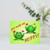 Du machst mich zu Niedlichen fröhlichen Grünen Frö Postkarte (Stehend Vorderseite)