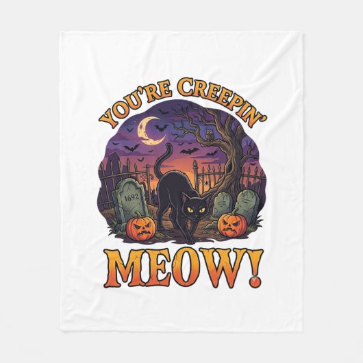 Du machst mir Angst Halloween schwarze Katze Kürbi Fleecedecke (Vorderseite)