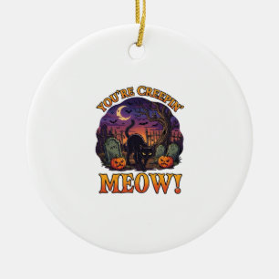 Du machst mir Angst Halloween schwarze Katze Kürbi Keramik Ornament