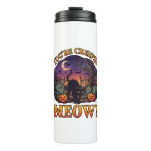 Du machst mir Angst Halloween schwarze Katze Kürbi Thermosbecher