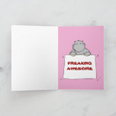 Du machst phantastisch - Hippo mit Schild. Dankeskarte (Innenseite)