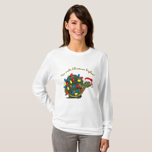 Du machst Weihnachten heller! Cartoon Turtle T-Shirt (Vorne ganz)