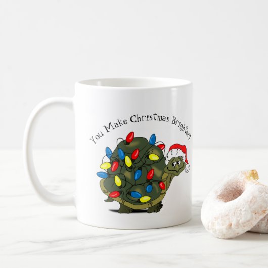 Du machst Weihnachten heller! Turtle Coffee Tasse (Mit Donut)