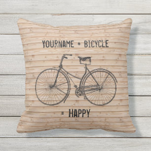 Du plus Fahrrad ergibt glückliches Antiques Holz B Kissen Für Draußen