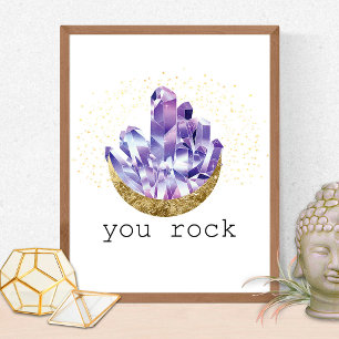 Du Rock Amethyst-Kristalle Spiritual Aquarell Poster