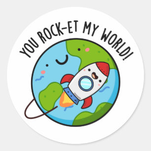 Du Rock et my World Funny Rocket Pub Runder Aufkleber
