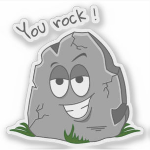 Du Rock! Funny Gray Cartoon Stone Aufkleber