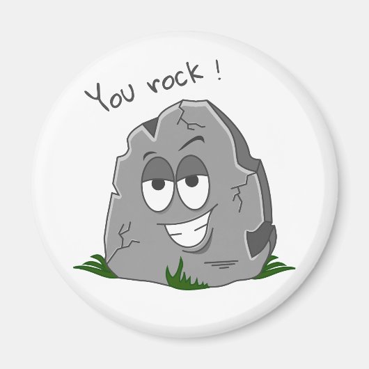 Du Rock! Funny Gray Cartoon Stone Magnet (Vorne)
