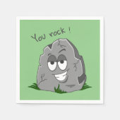 Du Rock! Funny Gray Cartoon Stone Serviette (Vorderseite)