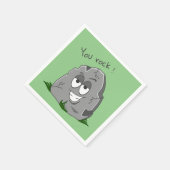 Du Rock! Funny Gray Cartoon Stone Serviette (Ecke)