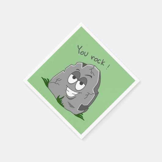 Du Rock! Funny Gray Cartoon Stone Serviette (Ecke)