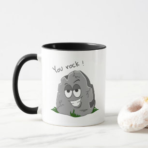 Du Rock! Funny Gray Cartoon Stone Tasse