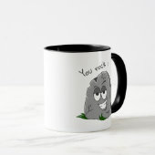 Du Rock! Funny Gray Cartoon Stone Tasse (VorderseiteRechts)
