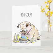 Du ROCK! Mops Karte (Gelbe Blume)