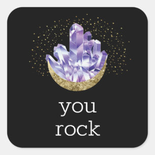 Du rockst Amethyst-Kristalle Würdigung Danke Quadratischer Aufkleber