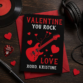 Du rockst elektrische Gitarre Kinder Valentinstag Feiertagskarte