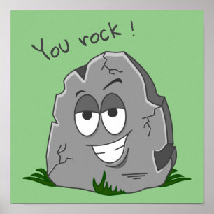 Du rockst! Lustiger grauer Cartoon-Stein Poster