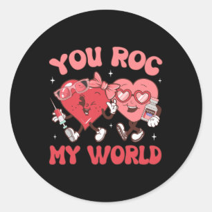 Du rockst meine Welt Krankenpfleger Valentinstag E Runder Aufkleber
