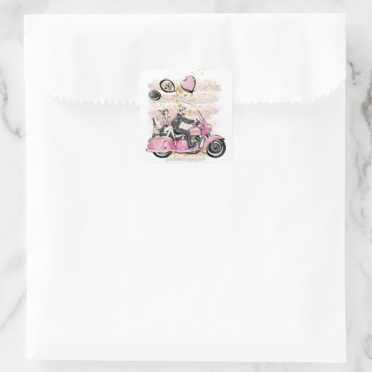 Du rockst meine Welt | Verallgemeinerung von Motor Quadratischer Aufkleber (Tasche)