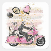 Du rockst meine Welt | Verallgemeinerung von Motor Quadratischer Aufkleber (Vorderseite)