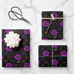 Du Rockst Mom Edelstein-Muster Geschenkpapier Set
