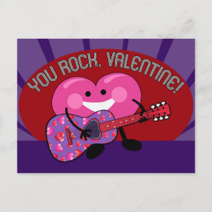 Du rockst zum Valentinstag!   Süßes Herz spielt Gi Feiertagspostkarte