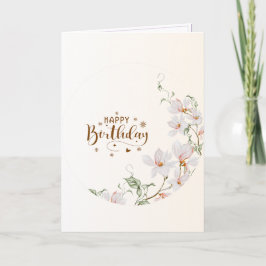 Du Rose Floral Wreath Folded Happy Birthday Card Karte