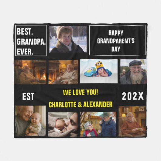 Du sagtest: Bester Opa Ever Fotocollage Fleecedecke (Vorderseite (Horizontal))