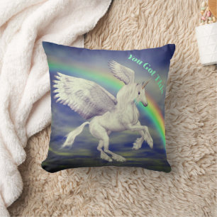 Du schaffst das Fliegendes Einhorn Regenbogen Insp Kissen