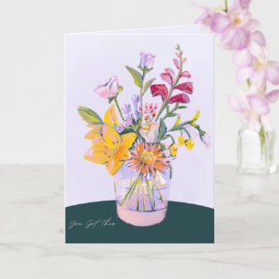 Du Schaffst Es Floral Watercolor Bouquet Karte